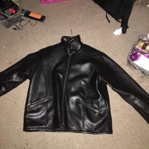 Black leather jacket. Real leather.